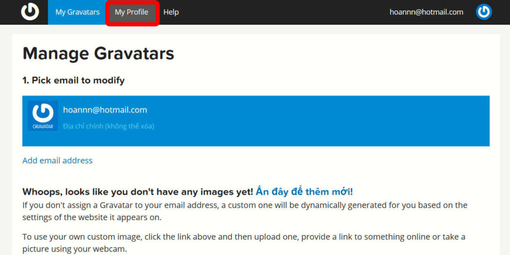 Cách tạo Avatar từ Gravatar để bình luận trên web caodem.com