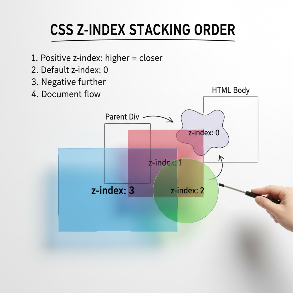 Ví dụ về thứ tự chồng lớp của các phần tử với zindex khác nhau
