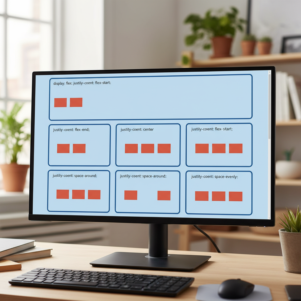 Ví dụ về cách sử dụng justifycontent trong CSS