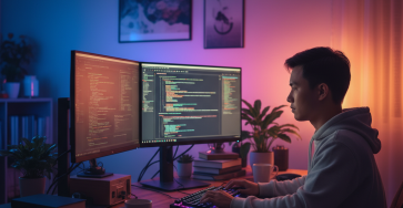 Lập trình viên đang tạo hiệu ứng gradient animation CSS