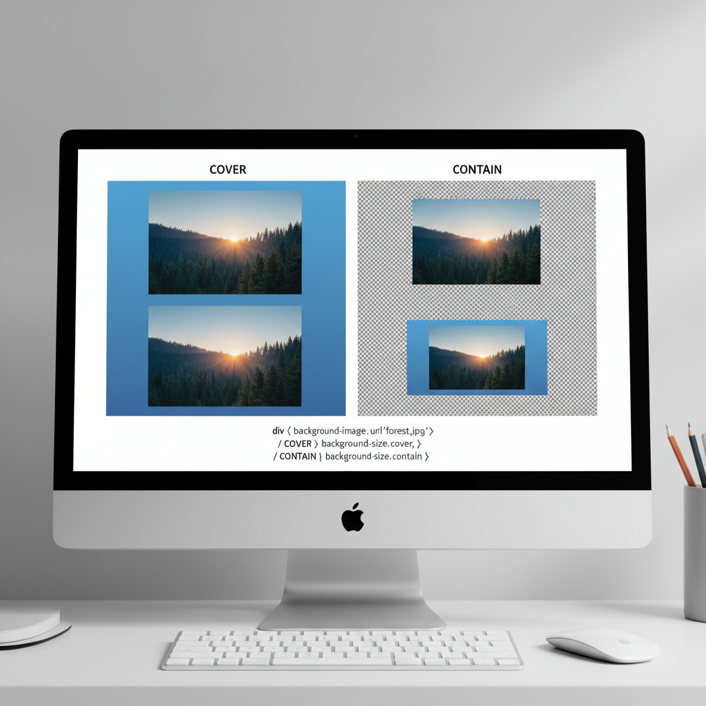 Biểu đồ minh họa cách thức hoạt động của backgroundsize cover và contain