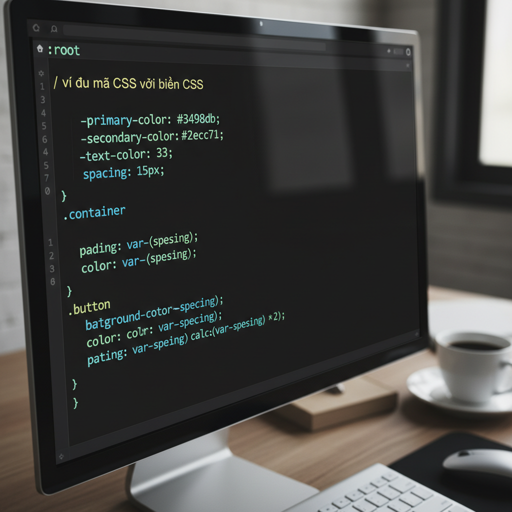 Ví dụ minh họa mã CSS sử dụng CSS Variables để định nghĩa màu nền