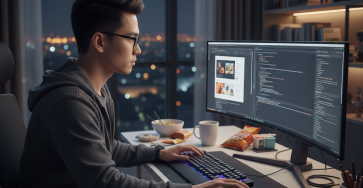 Lập trình viên đang làm việc với CSS Variables trên máy tính