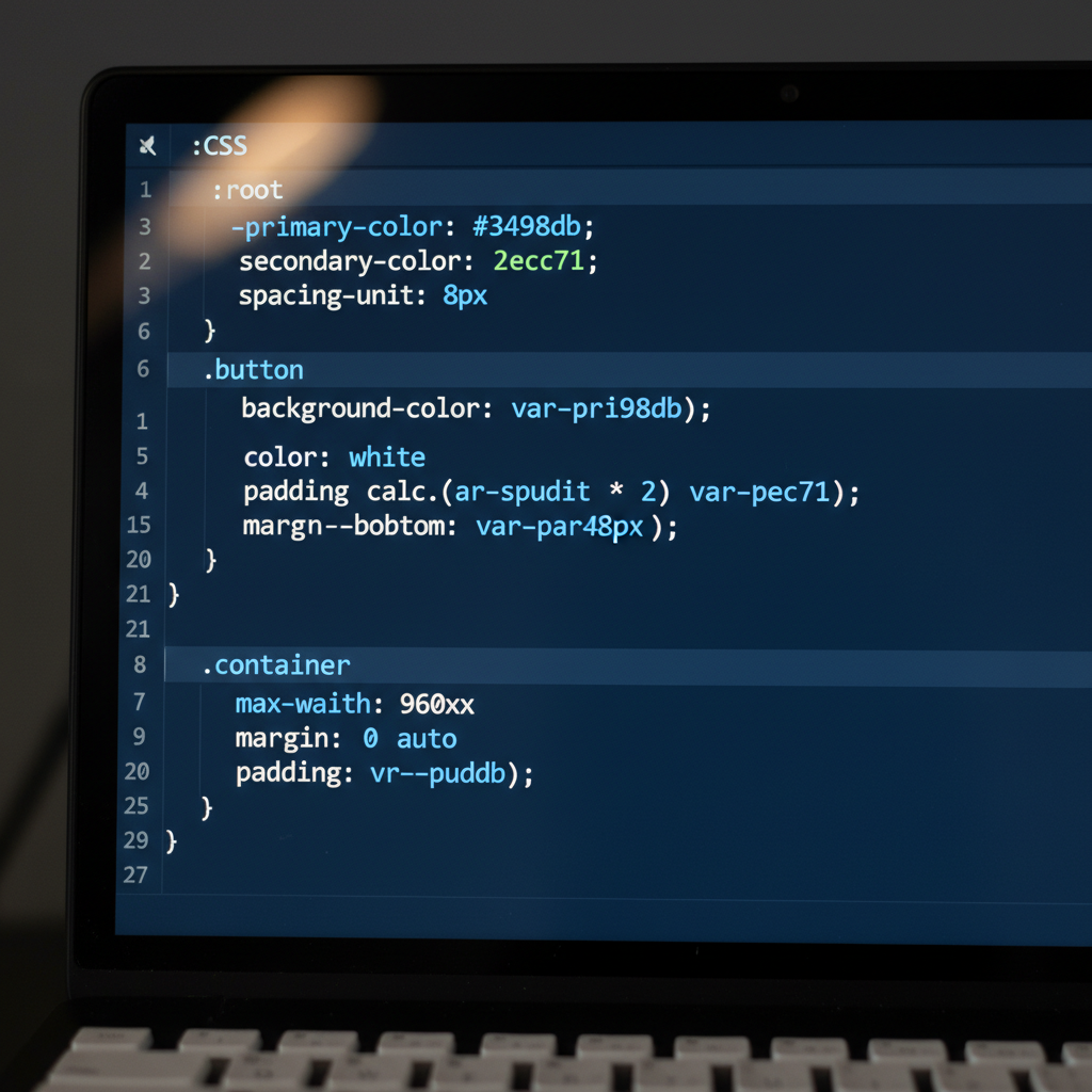 Ví dụ về mã CSS với biến được định nghĩa trong root