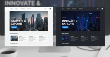 Minh họa giao diện web với chế độ sáng và tối