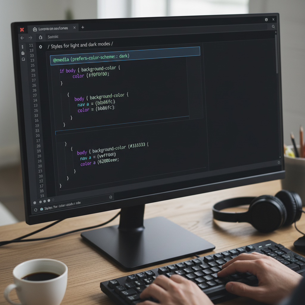 Ví dụ mã CSS sử dụng preferscolorscheme