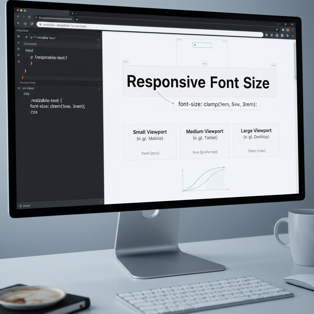 Ví dụ sử dụng hàm clamp trong CSS cho kích thước font chữ