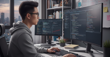 Lập trình viên đang kiểm tra mã nguồn CSS