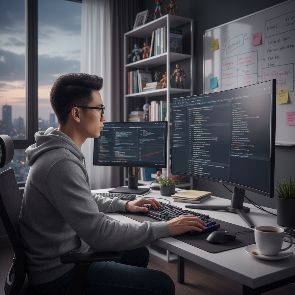 Lập trình viên đang kiểm tra mã nguồn CSS