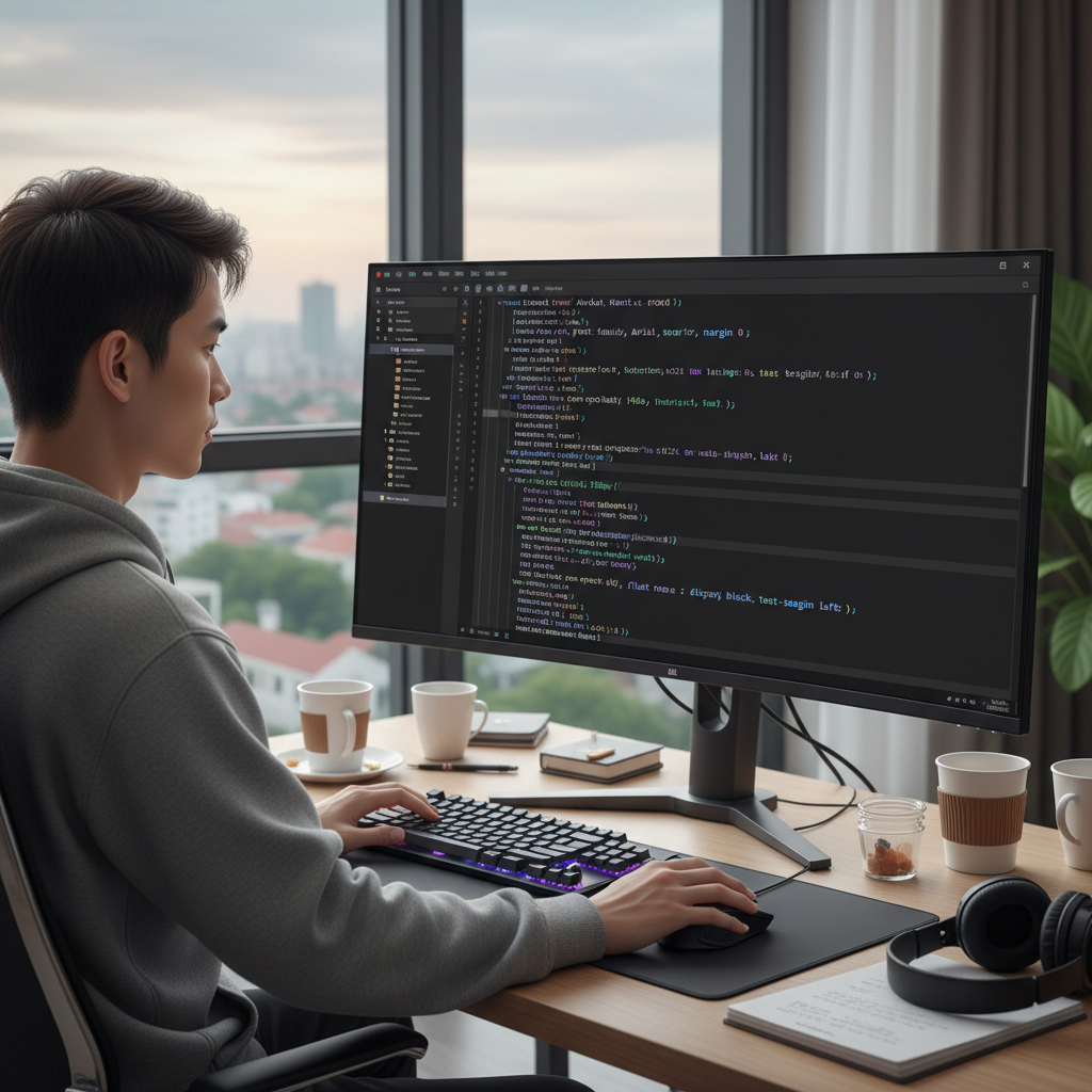 Lập trình viên đang kiểm tra mã CSS trên máy tính