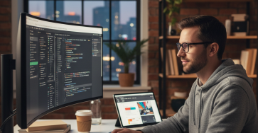 Frontend developer đang làm việc với prompt engineering