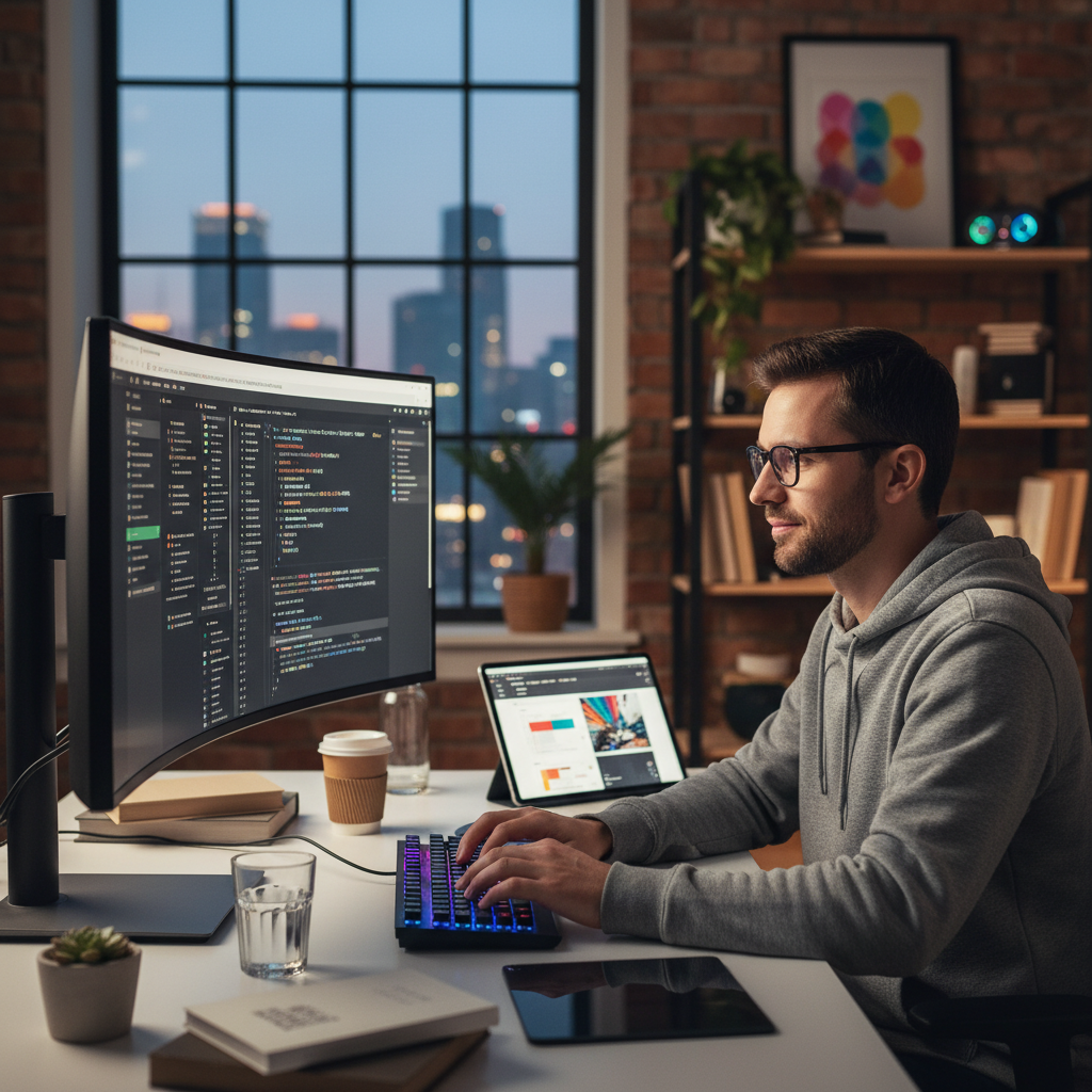 Frontend developer đang làm việc với prompt engineering
