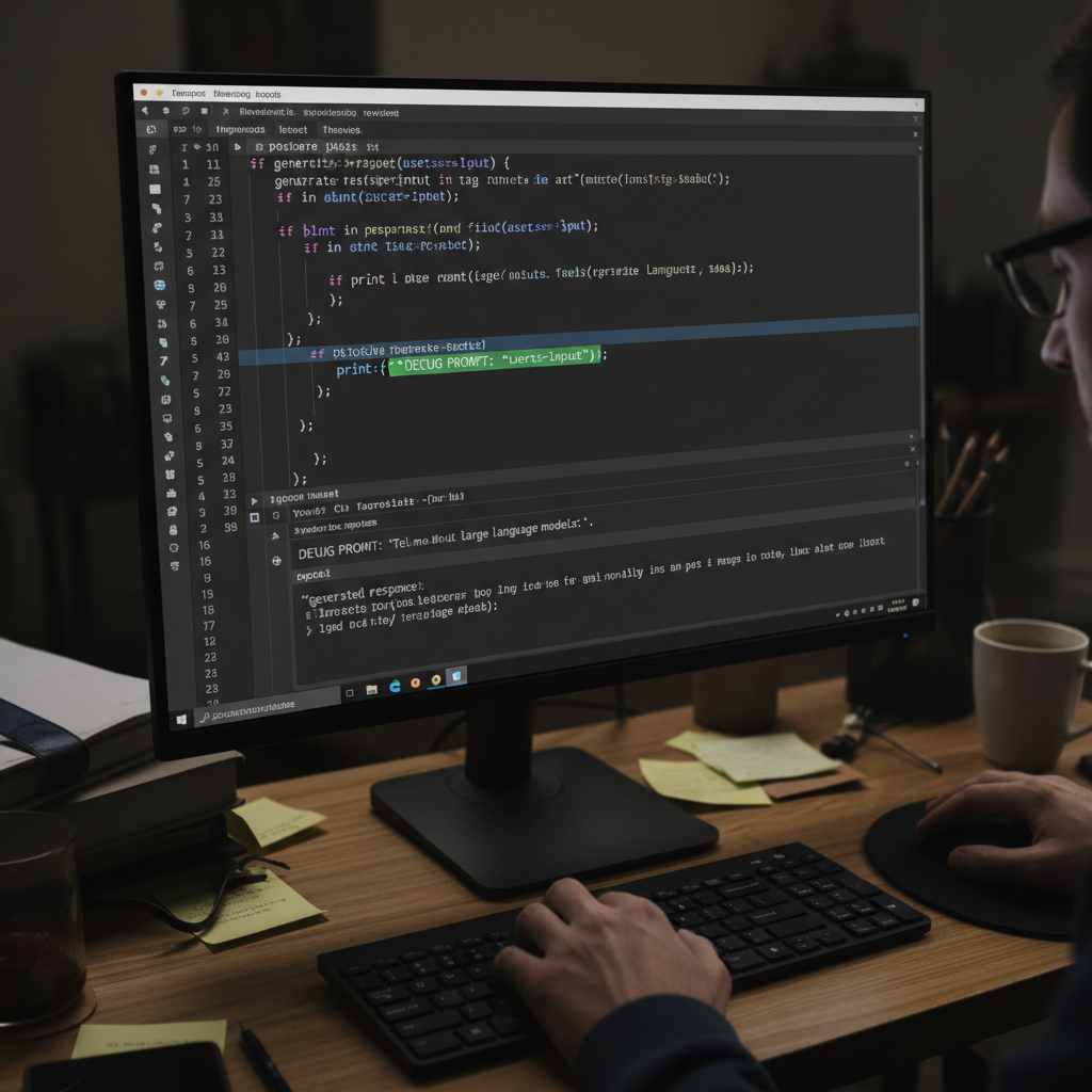 Ví dụ sử dụng prompt debug để kiểm tra biến trong mã nguồn