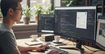 Lập trình viên đang sử dụng công cụ prompt tự động để phát triển web