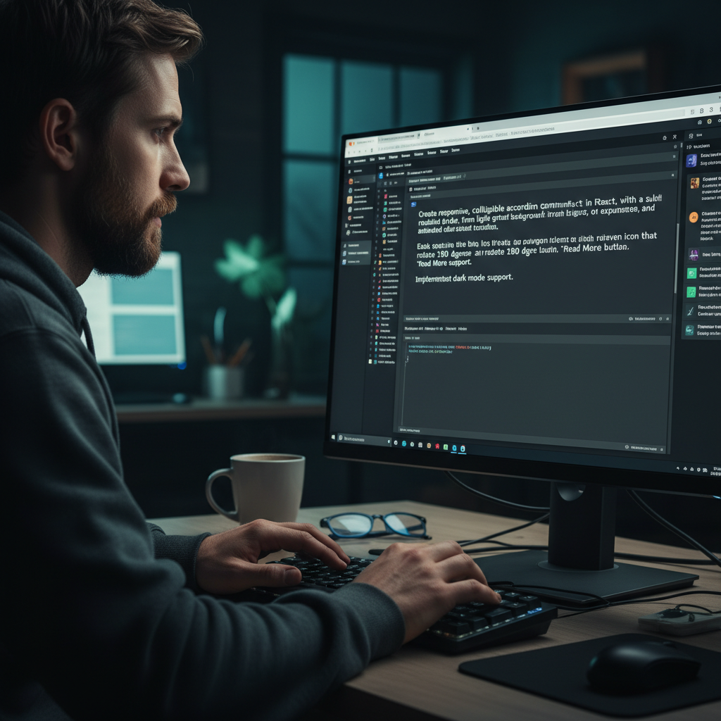 Lập trình viên đang viết prompt để tạo giao diện người dùng