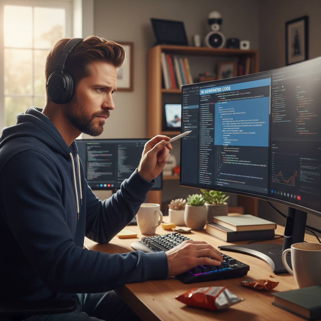 Lập trình viên kiểm tra và chỉnh sửa mã nguồn do AI tạo ra